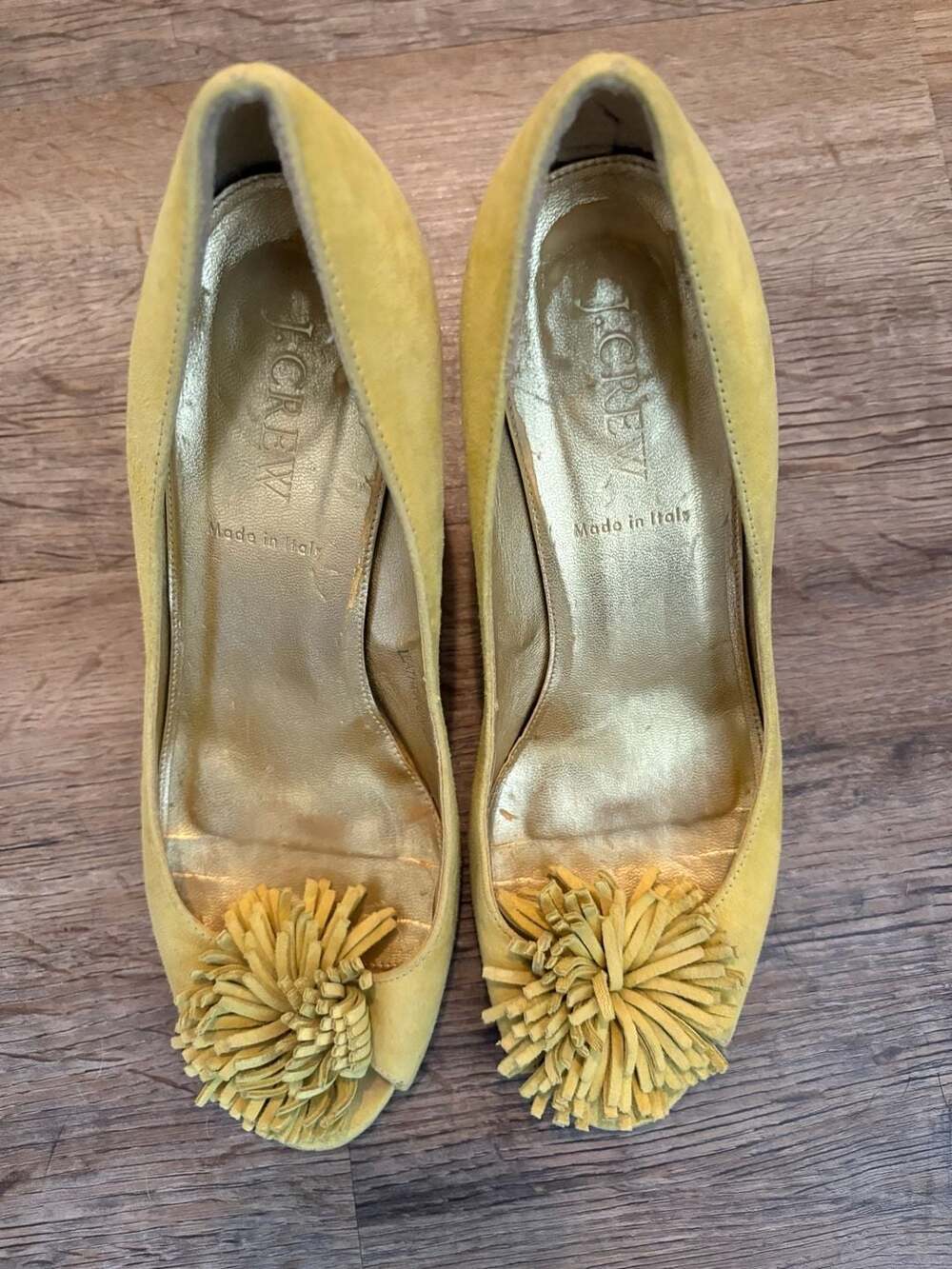 J.Crew Yellow Suede Pom-Pom Pumps Size 7